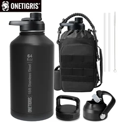 ONETIGRIS Botella de agua táctica acero inoxidable con pajita
