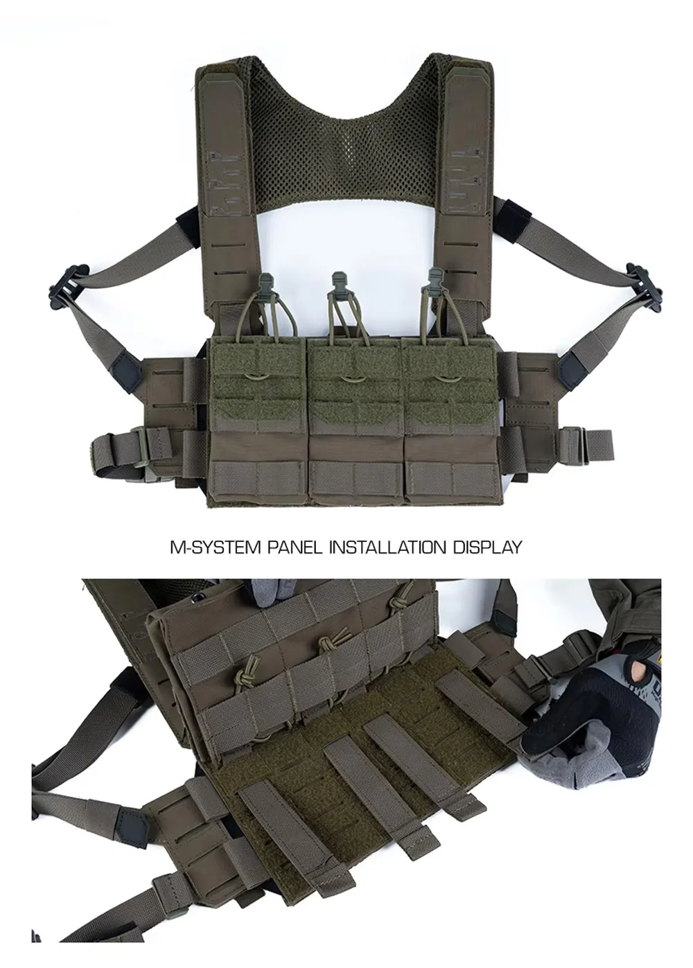 Chaleco modular en colores camuflados y neutros