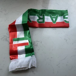 Bufanda bandera húngara de satén estampado doble cara con borlas