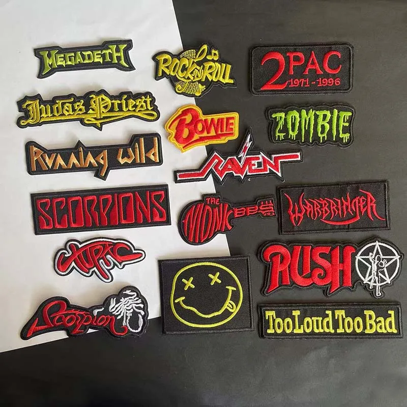Parches bordados letras punk rock termoadhesivos para ropa y costura