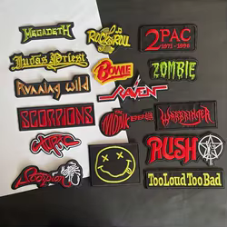 Parches bordados letras punk rock termoadhesivos para ropa y costura