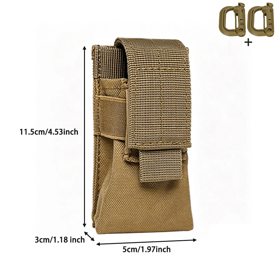 Bolsa herramientas táctica nylon MOLLE con linterna