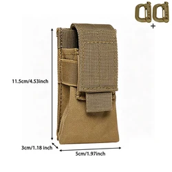 Bolsa herramientas táctica nylon MOLLE con linterna