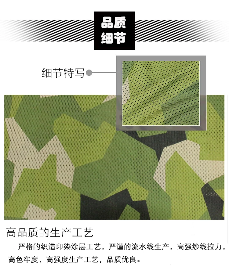 Tela M90 malla camuflaje geométrico sueco ligera resistente al sol