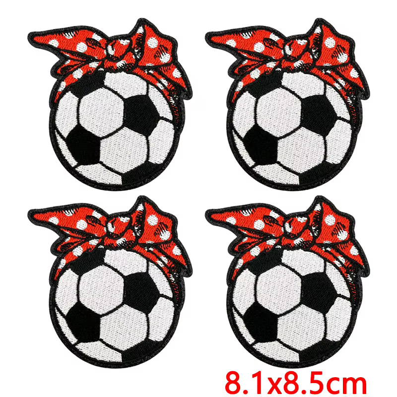 Parches termoadhesivos calavera balón de fútbol bordados para ropa - imagen 2