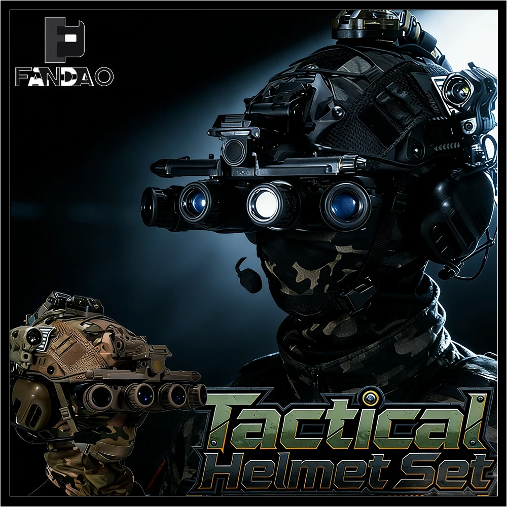 Casco táctico airsoft con montaje NVG ficticio, linterna y luz señal - imagen 2
