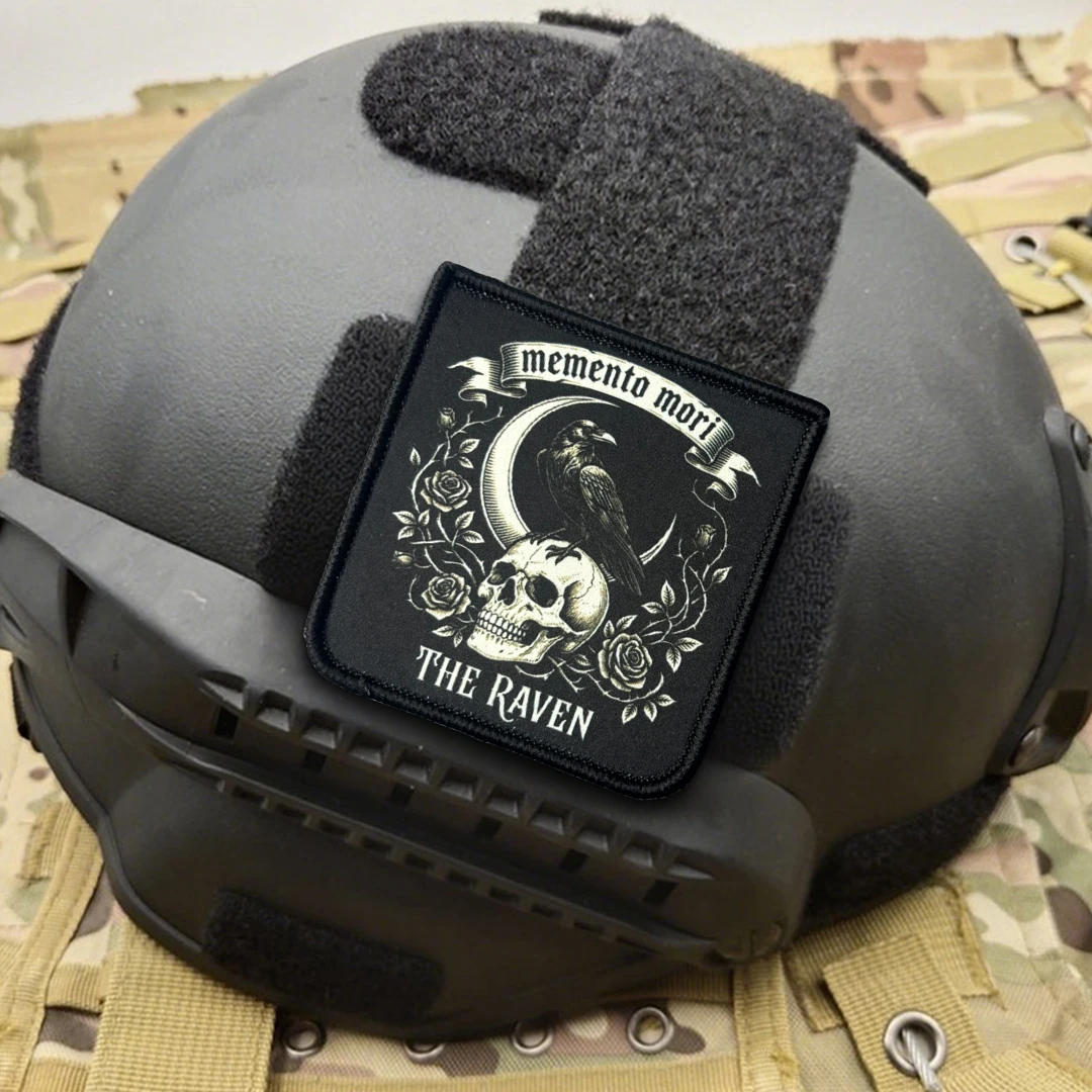 Parche táctico calavera cuervo gótico con velcro para mochila - imagen 5