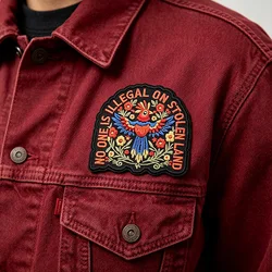 Parche termoadhesivo bordado Nadie es ilegal – DIY para ropa y gorras