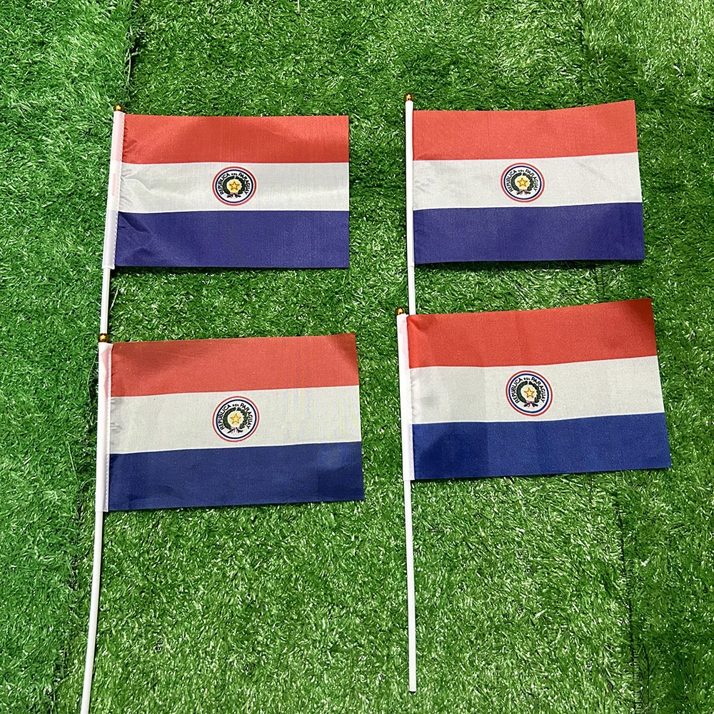 Bandera nacional de Paraguay con asta para colgar