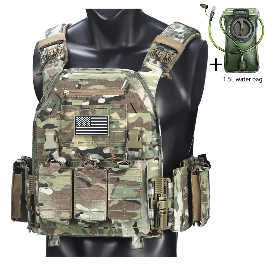 Chaleco táctico camuflaje con bolsillos modulares y hidratación - imagen 2