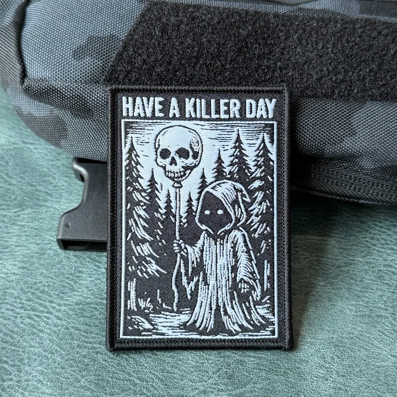 Parche táctico bordado calavera con velcro gancho y bucle moral - imagen 4