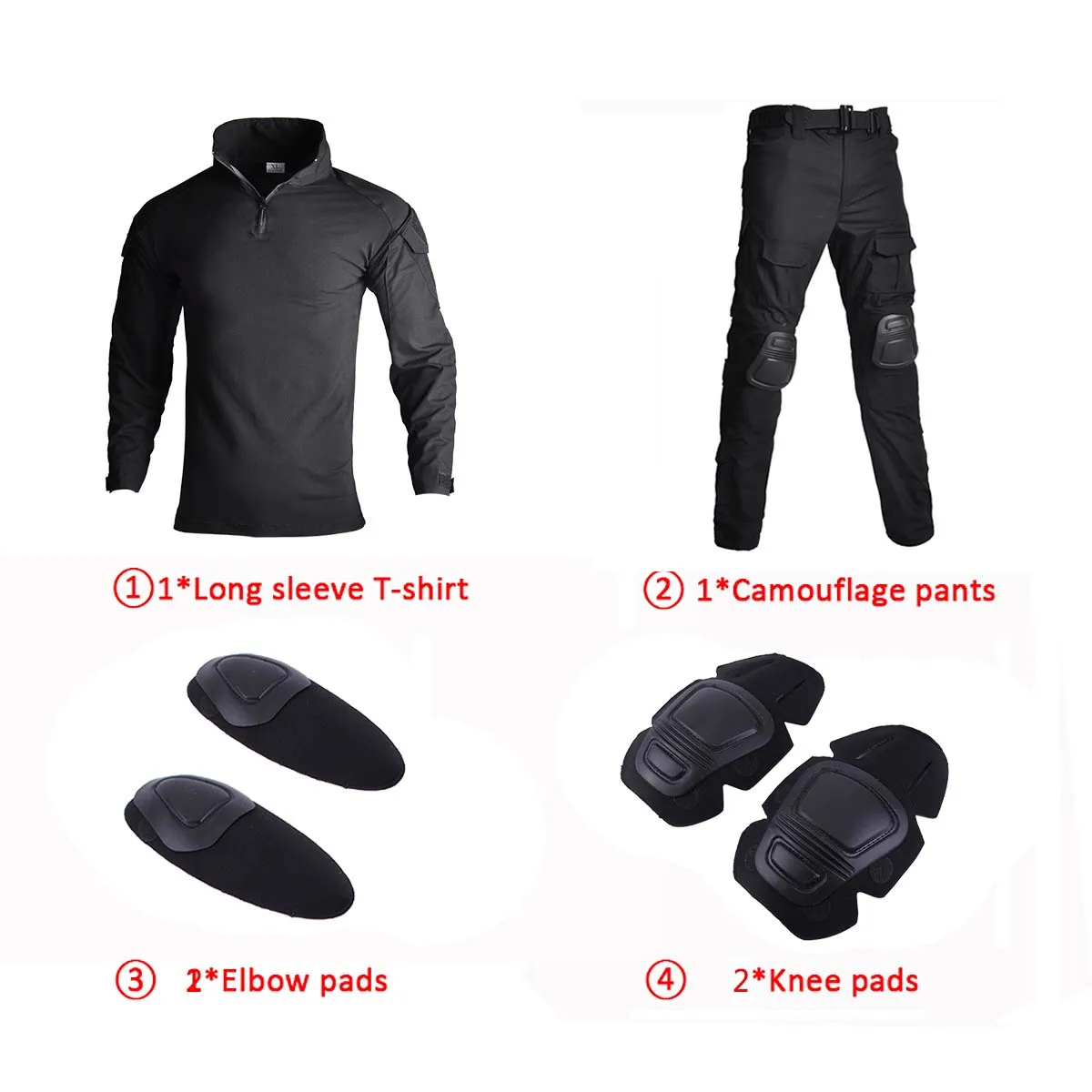 Uniforme táctico negro hombre con pantalón cargo resistente al desgaste - imagen 4