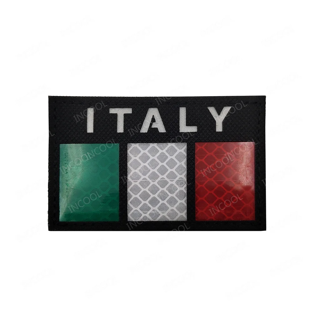 Parche bordado táctico bandera Italia reflectante infrarrojo 3D PVC para mochila
