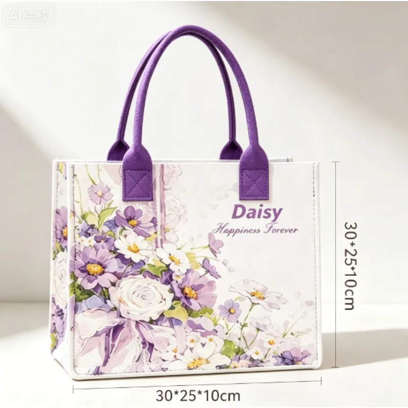Bolsa de fieltro floral ecológica, mano elegante, gran capacidad - imagen 3