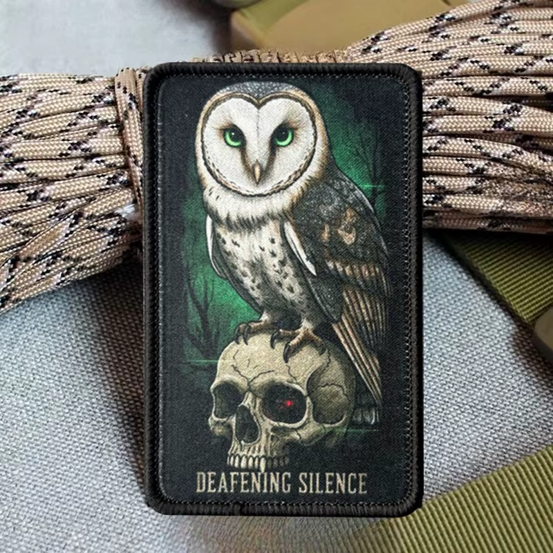Parche táctico velcro búho calavera moral con gancho y bucle - imagen 4
