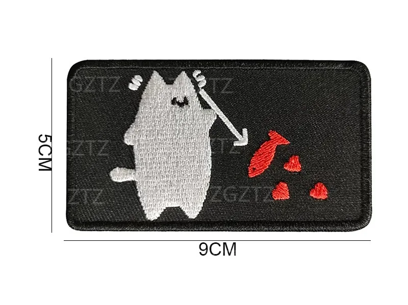 Parche táctico Meowdy gato fosforescente bordado para ropa - imagen 3