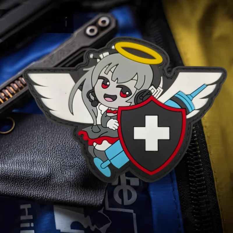 Parche táctico PVC ángel médico anime – Moral gancho y bucle MOLLE - imagen 4