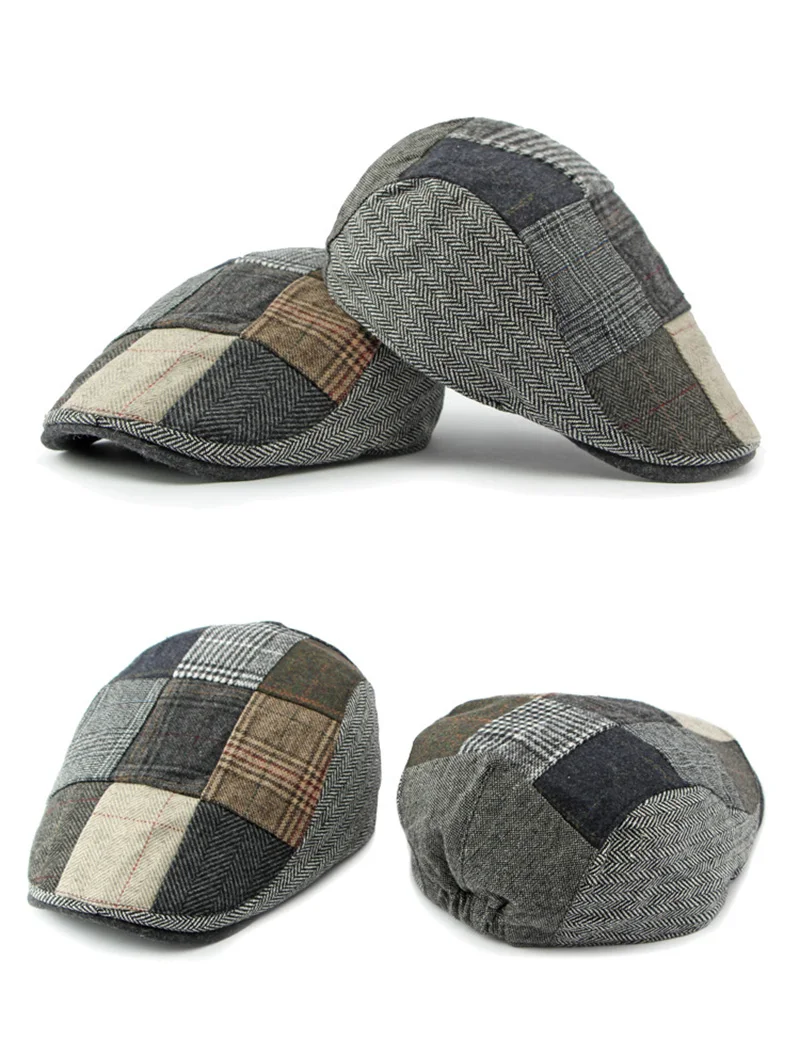 Gorra retro de cuadros vista frontal sobre fondo claro
