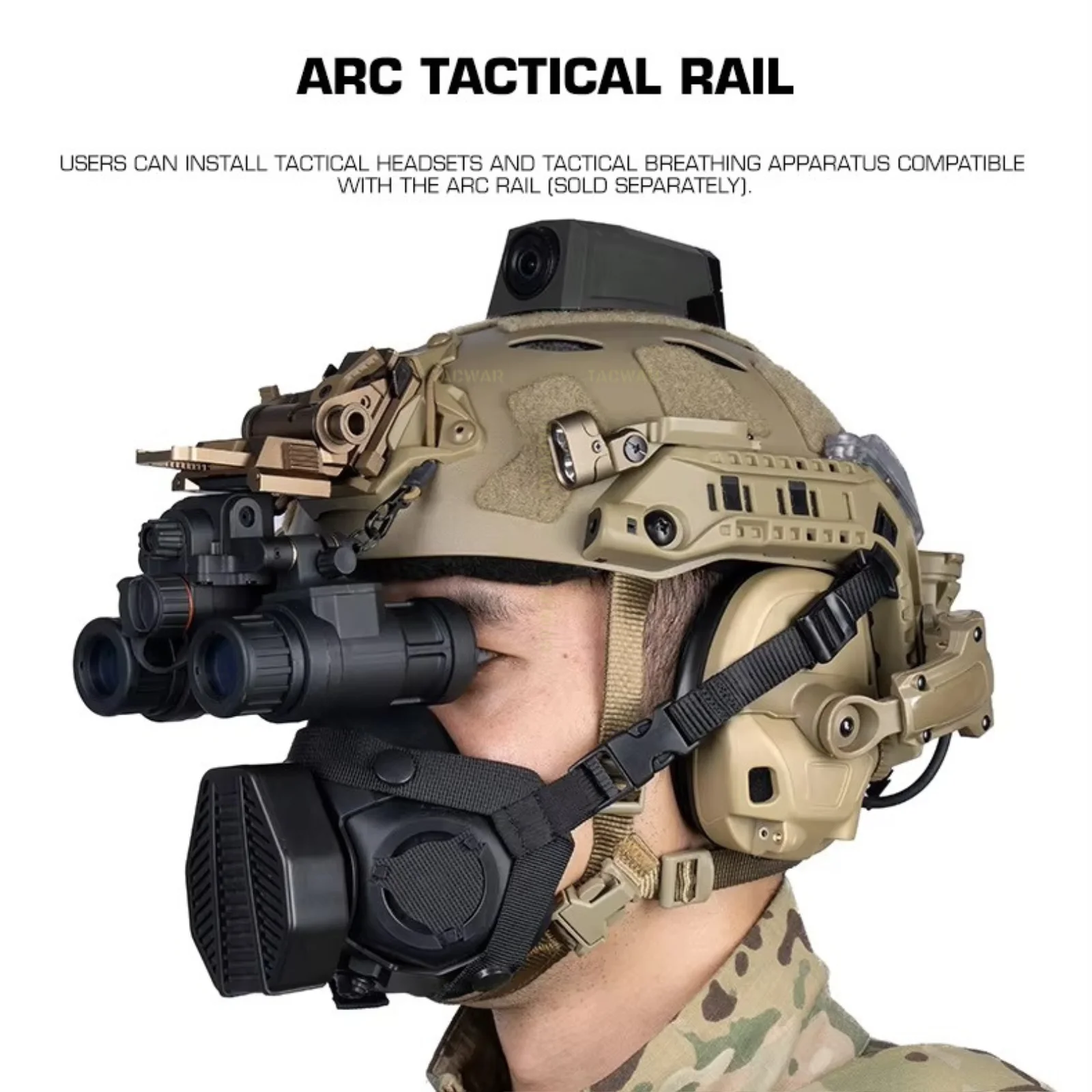 Casco táctico modular ARC Rail SF con LED y señal para airsoft - imagen 2