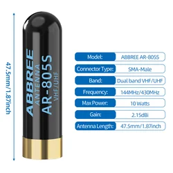 ABBREE AR-805S antena para walkie talkie SMA macho doble banda