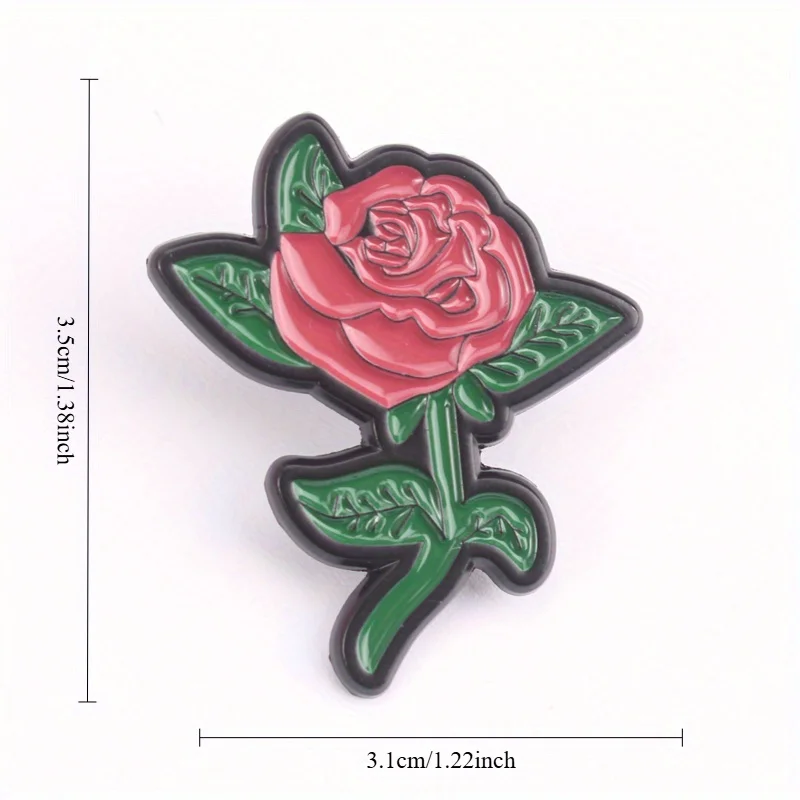 Pin de esmalte flor Crimson Bloom hiperrealista con detalles botánicos