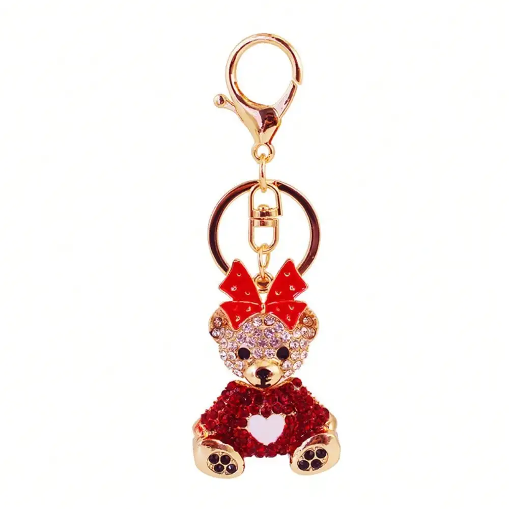 Llavero colgante oso con lazo de pedrería para bolso - imagen 2