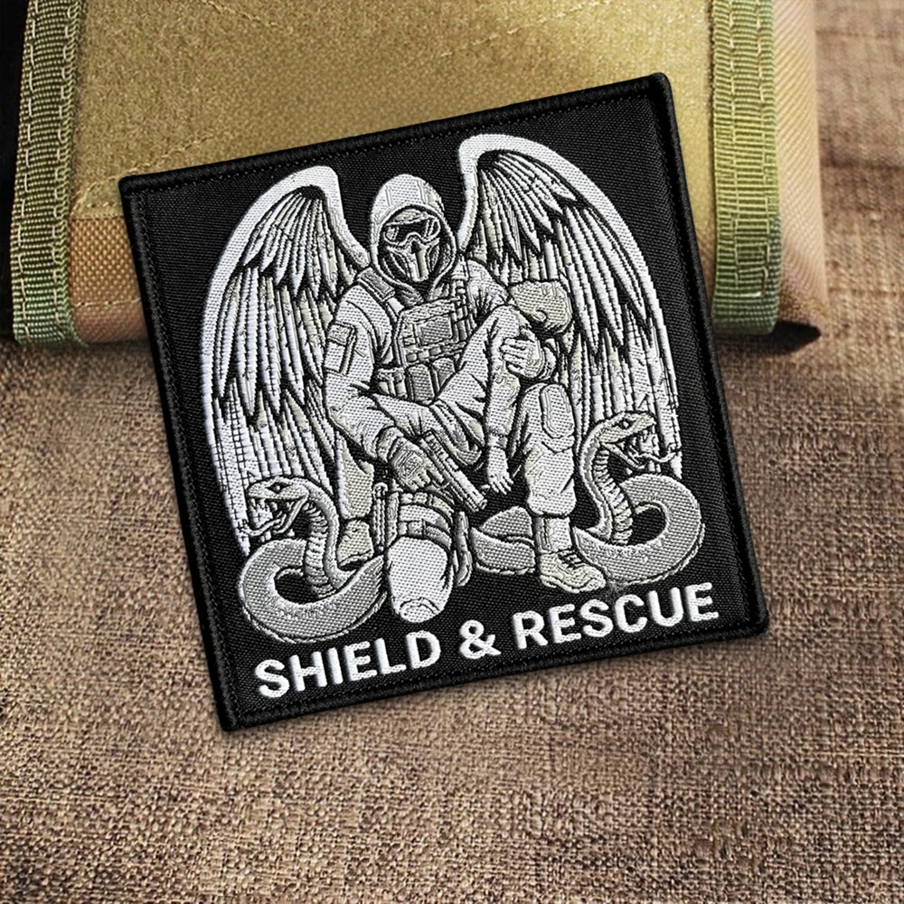 Parche táctico bordado escudo rescate con velcro gancho y bucle - imagen 2