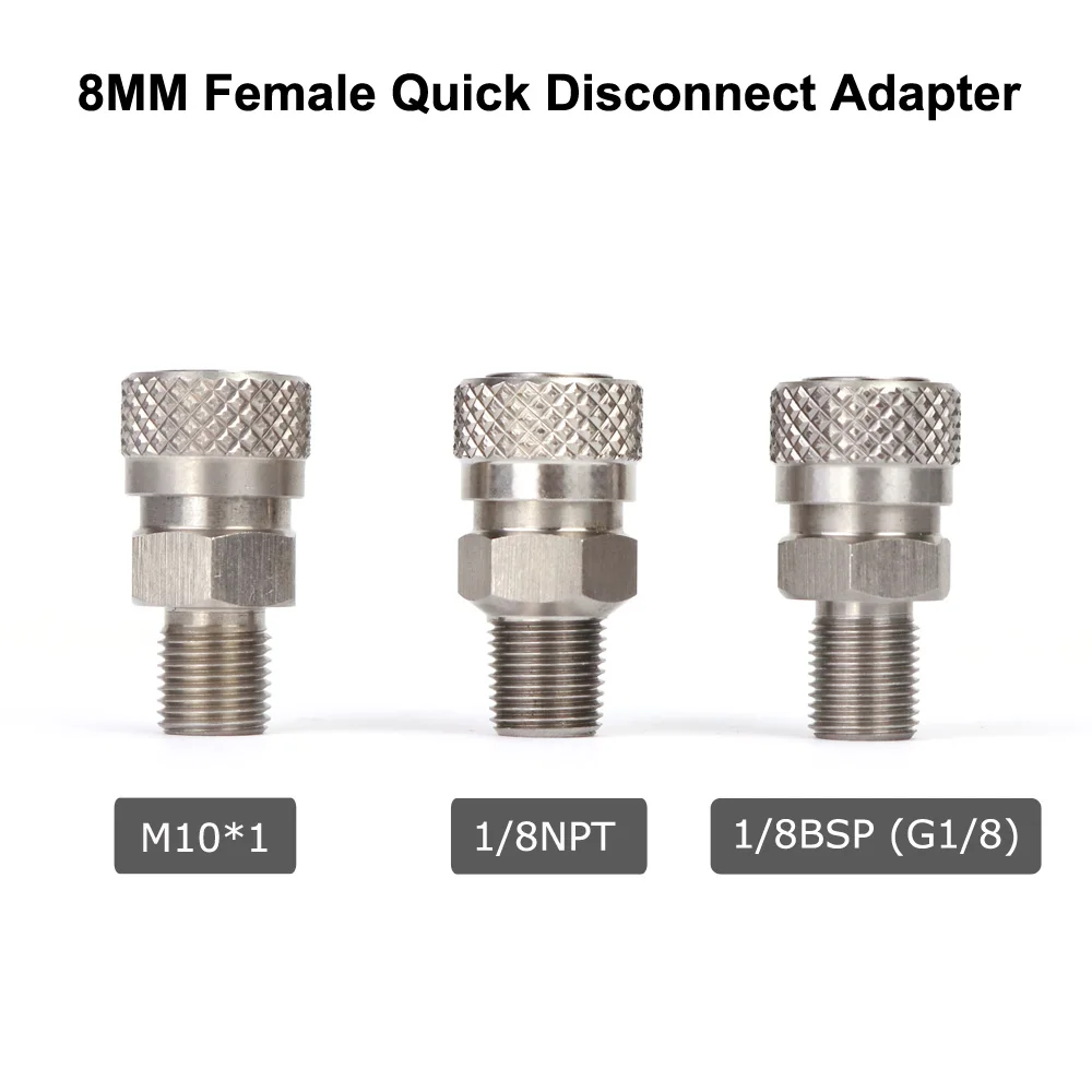 Vista frontal del adaptador NEW BAIGO mostrando rosca macho 1/8NPT