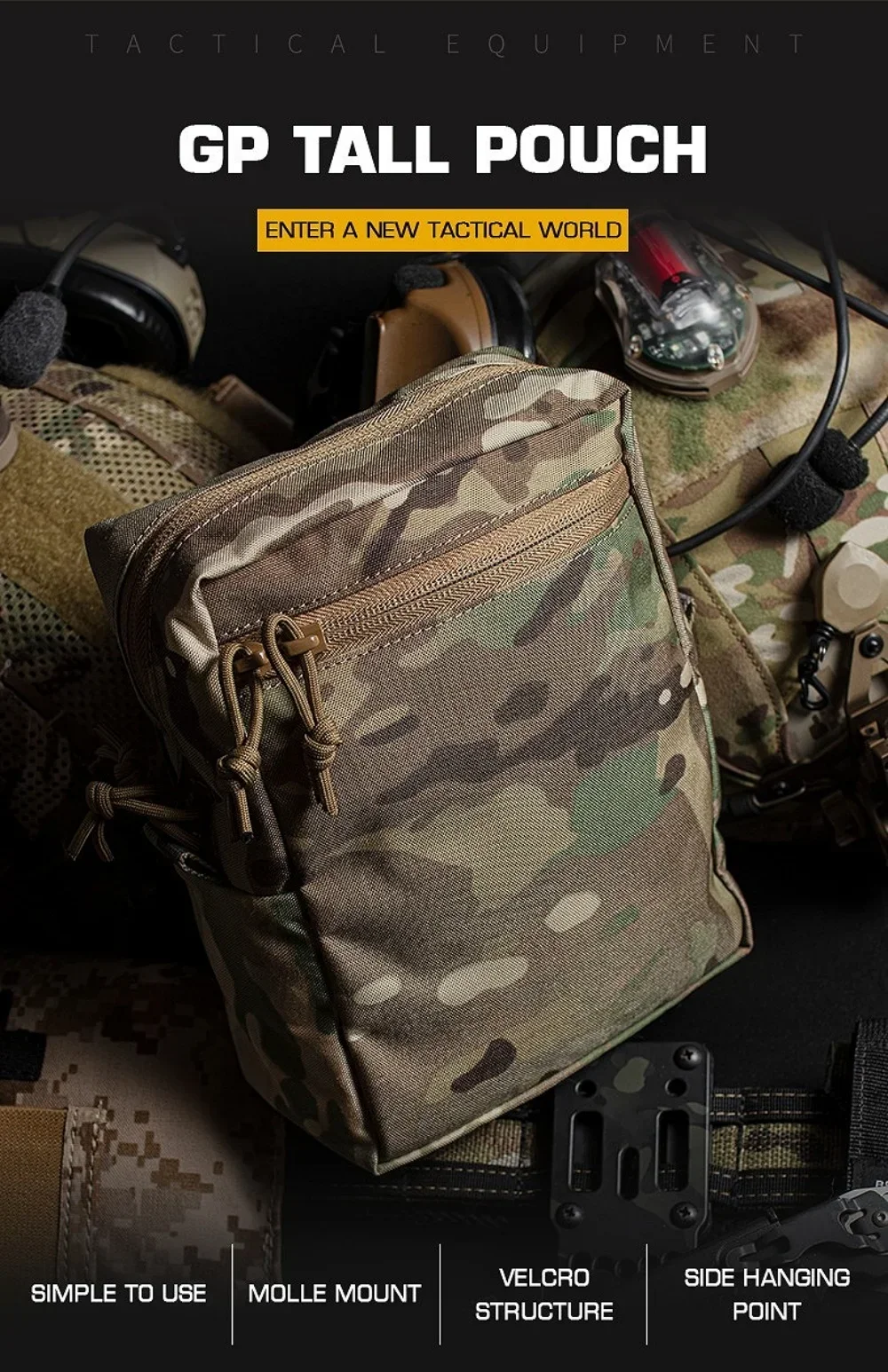 Bolsa táctica MOLLE GP cortada láser – Uso general para NVG y caza - imagen 2