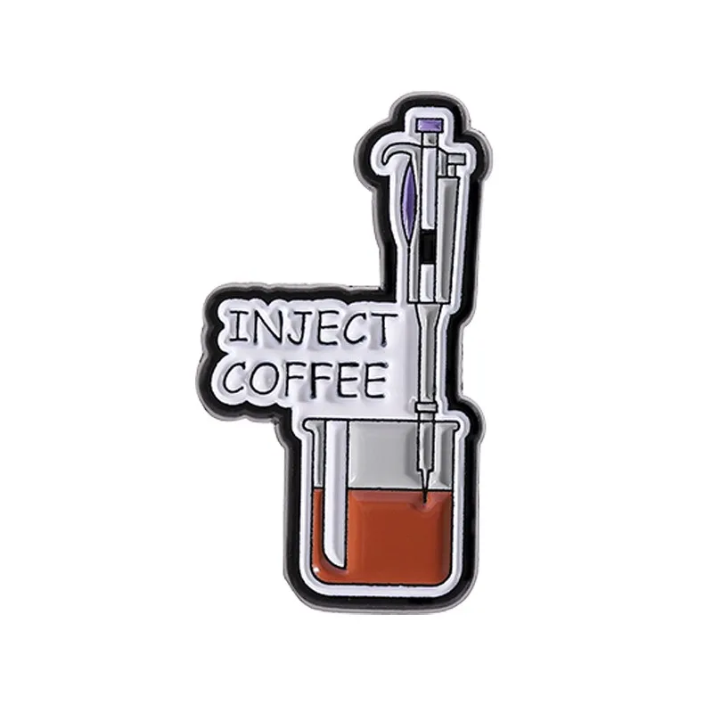 Insignia esmaltada Inject Coffee Lab con diseño de pipeta de café - imagen 5