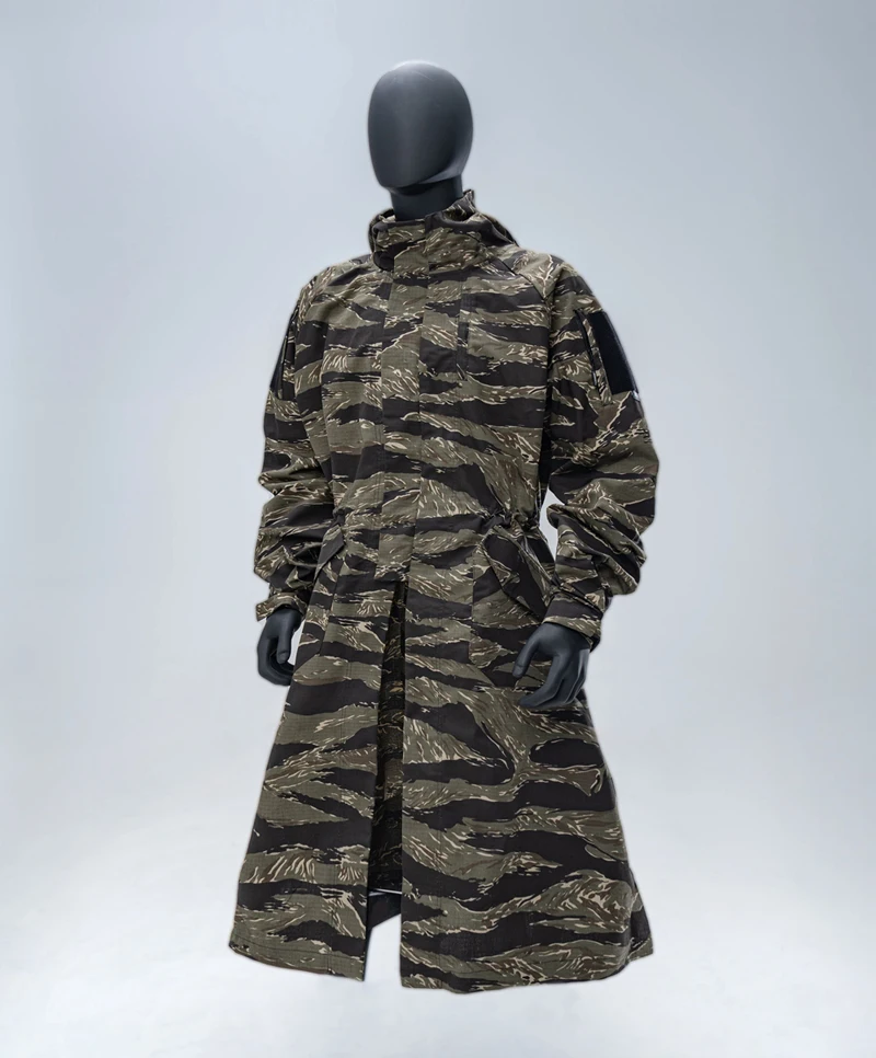 Gabardina táctica larga con capucha poliéster y algodón aire libre - imagen 4