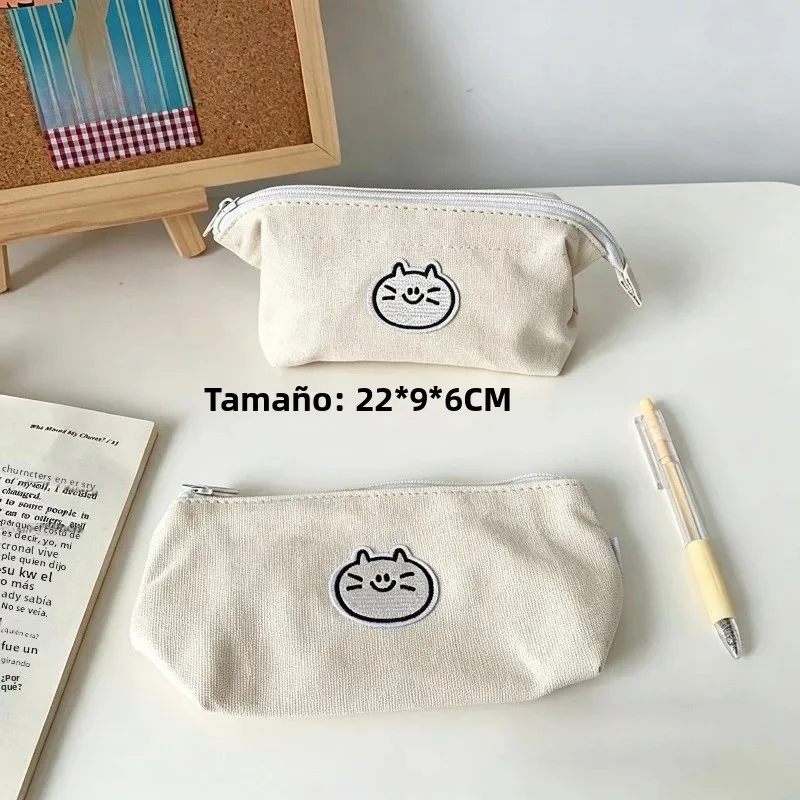 AY Estuche de lona para lápices gato y perro, gran capacidad - imagen 3