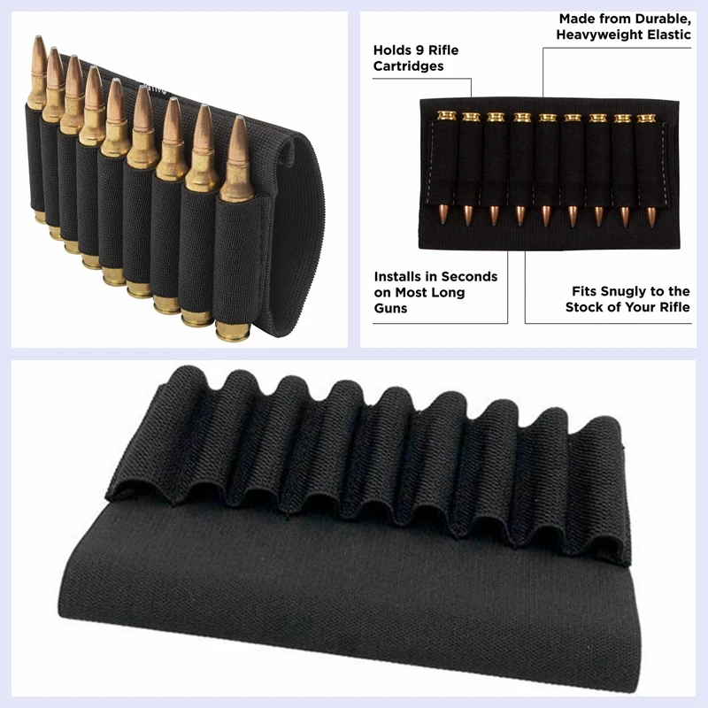 Porta cartuchos táctico elástico para rifle, acceso rápido