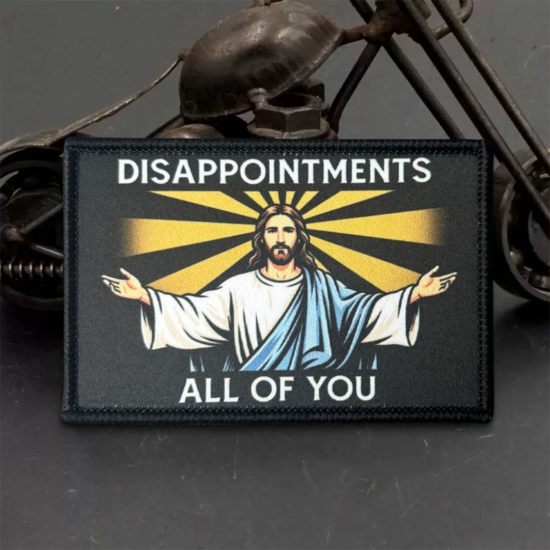 Parche humor negro Jesús decepciona con gancho y bucle para mochila - imagen 2
