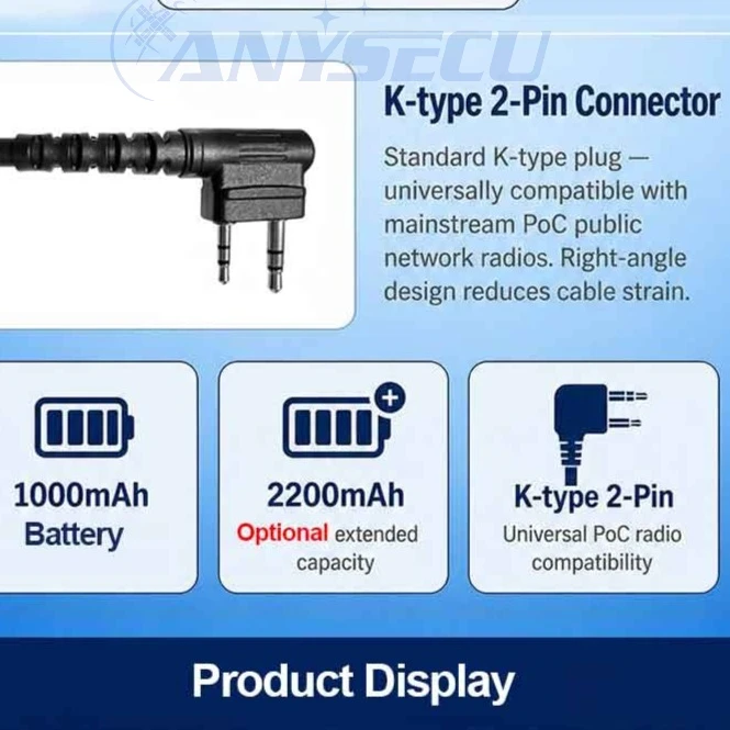 ANYSECU S01G Micrófono-altavoz de hombro Tipo K IP67 para radio - imagen 3