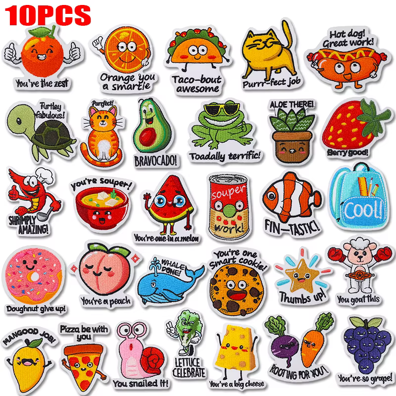 Parche termoadhesivo bordado de frutas y comida infantil - imagen 4