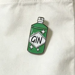 Broches esmaltados Gin Tonic con botella – accesorios para bolso