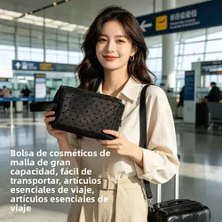 Bolsa de aseo compacta de malla gran capacidad para viaje
