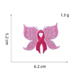 Parche bordado de cinta rosa logotipo apoyo cáncer de mama