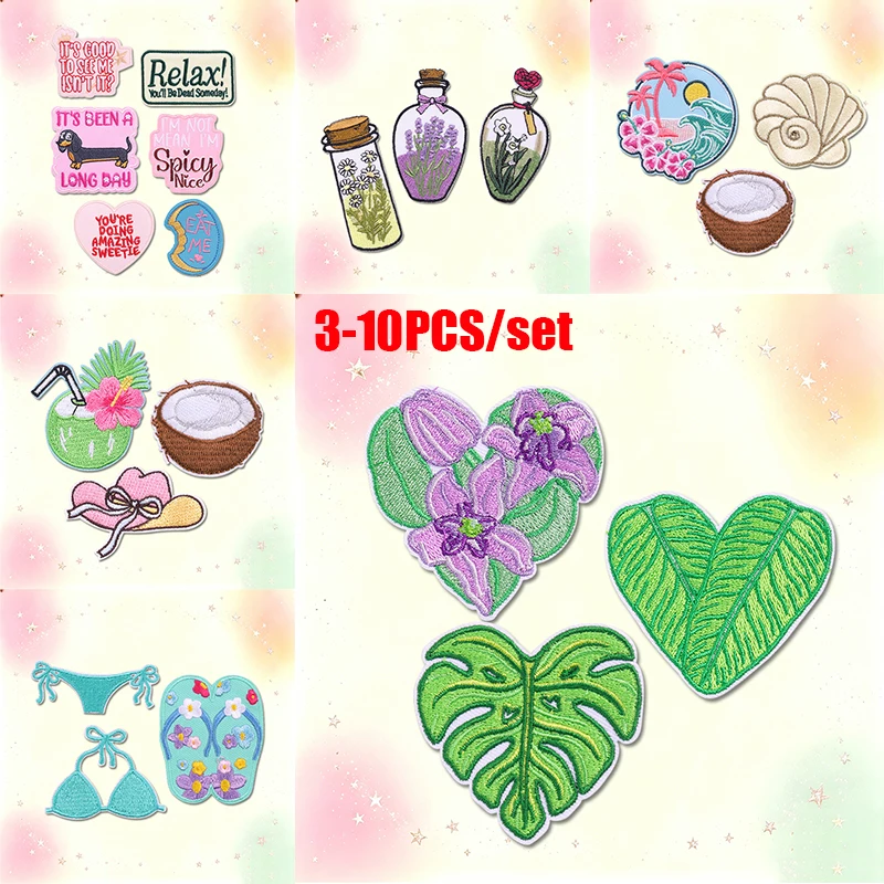Parches termoadhesivos bordados botellita lavanda Summer Waves Beach - imagen 4