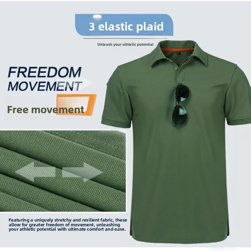 Polo de secado rápido transpirable elástico bordado para escalada - imagen 4