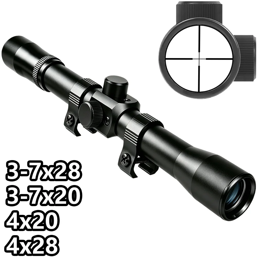 Mira telescópica Airsoft 3-7x28 con retícula para riel de 11 mm