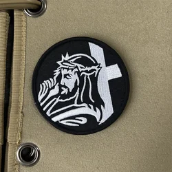 Parche táctico bordado «Jesús» con velcro para mochila y uniforme