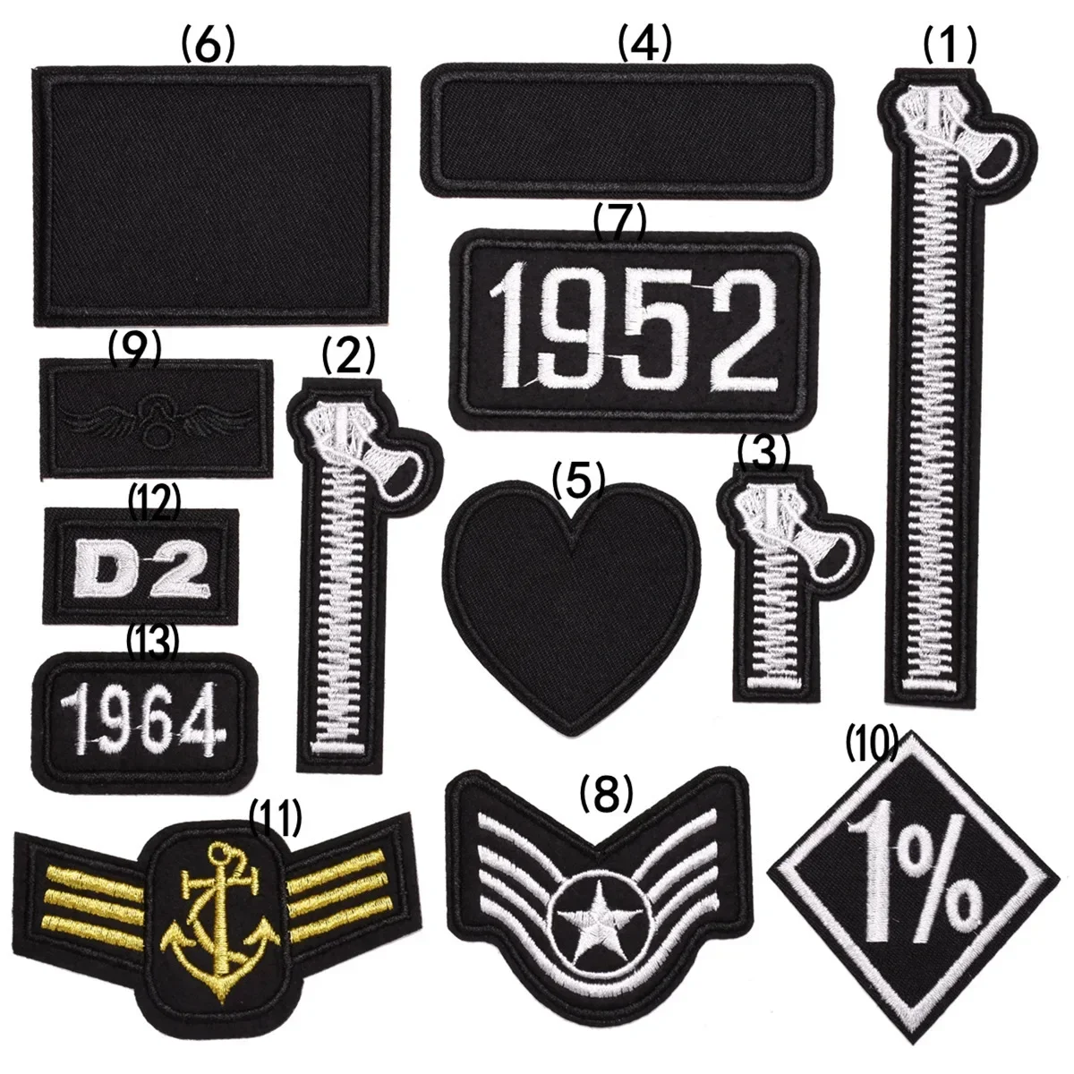 Parche para planchar insignia corazón retro con cremallera