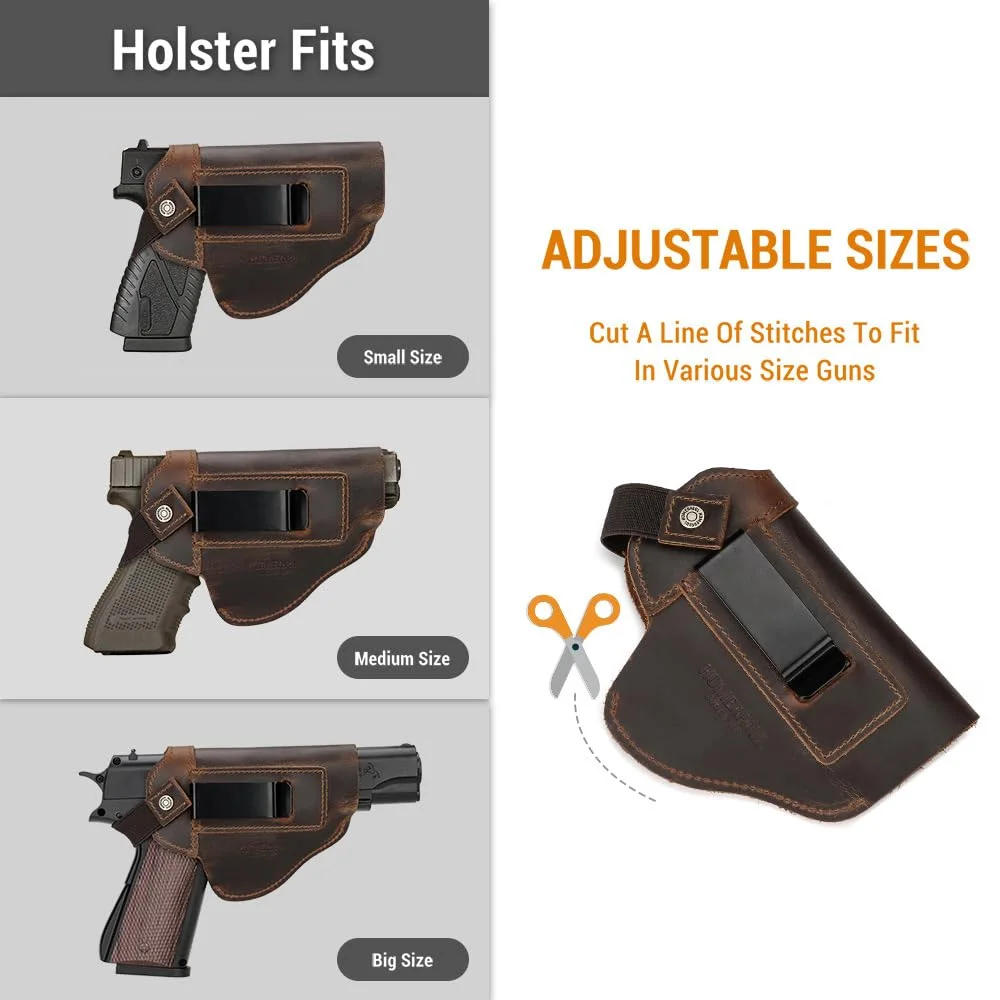 Funda táctica de pistola IWB/OWB de cuero compacta ambidiestra