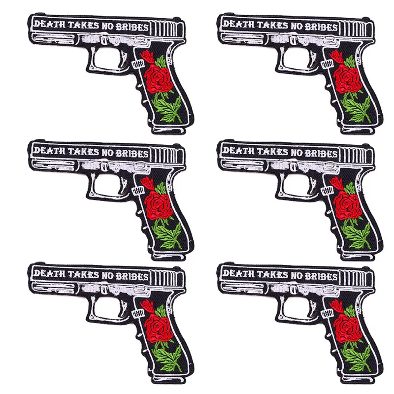 Parches termoadhesivos bordados rosas y esqueletos para ropa - imagen 5