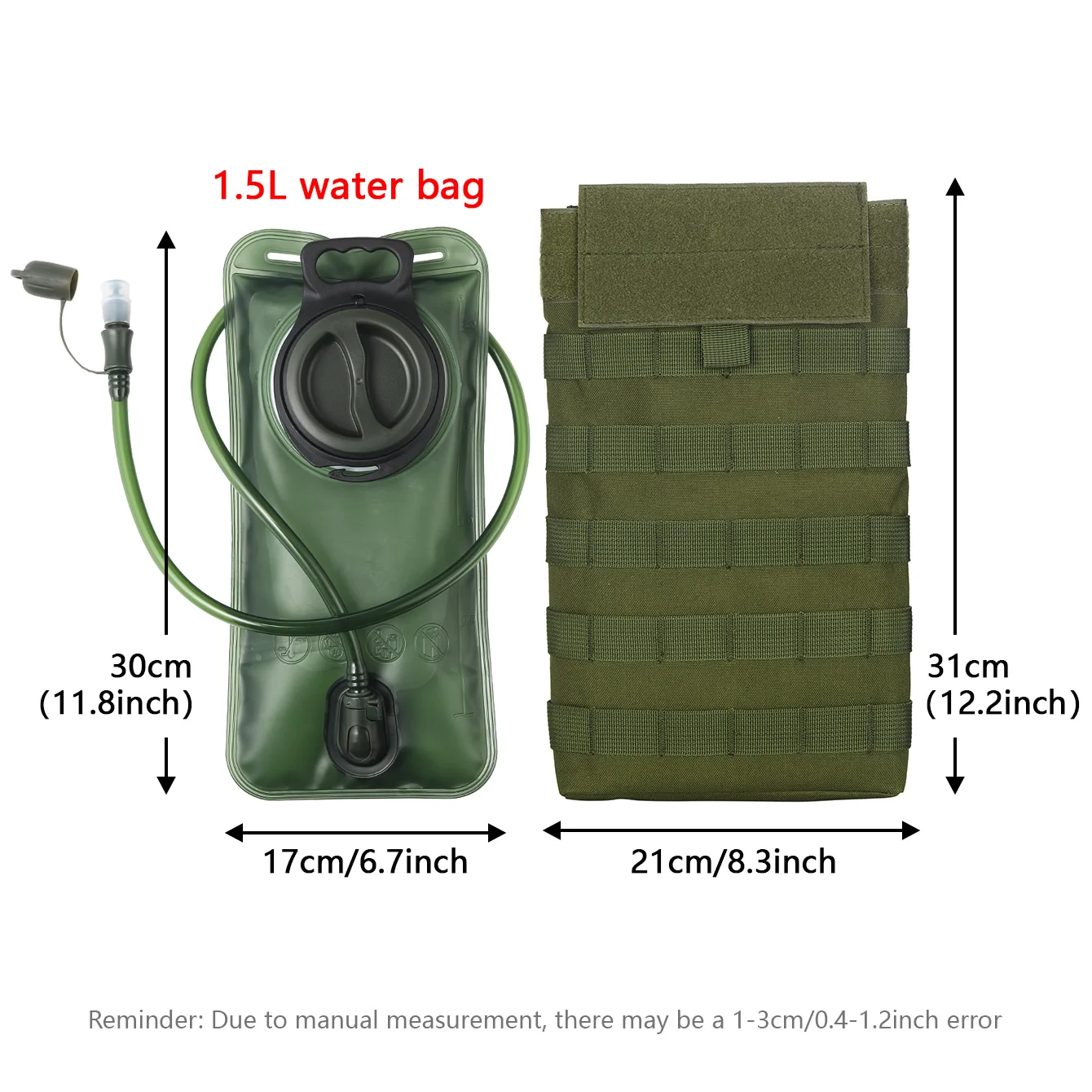 Bolsa de agua liberación rápida 1,5 L vista frontal