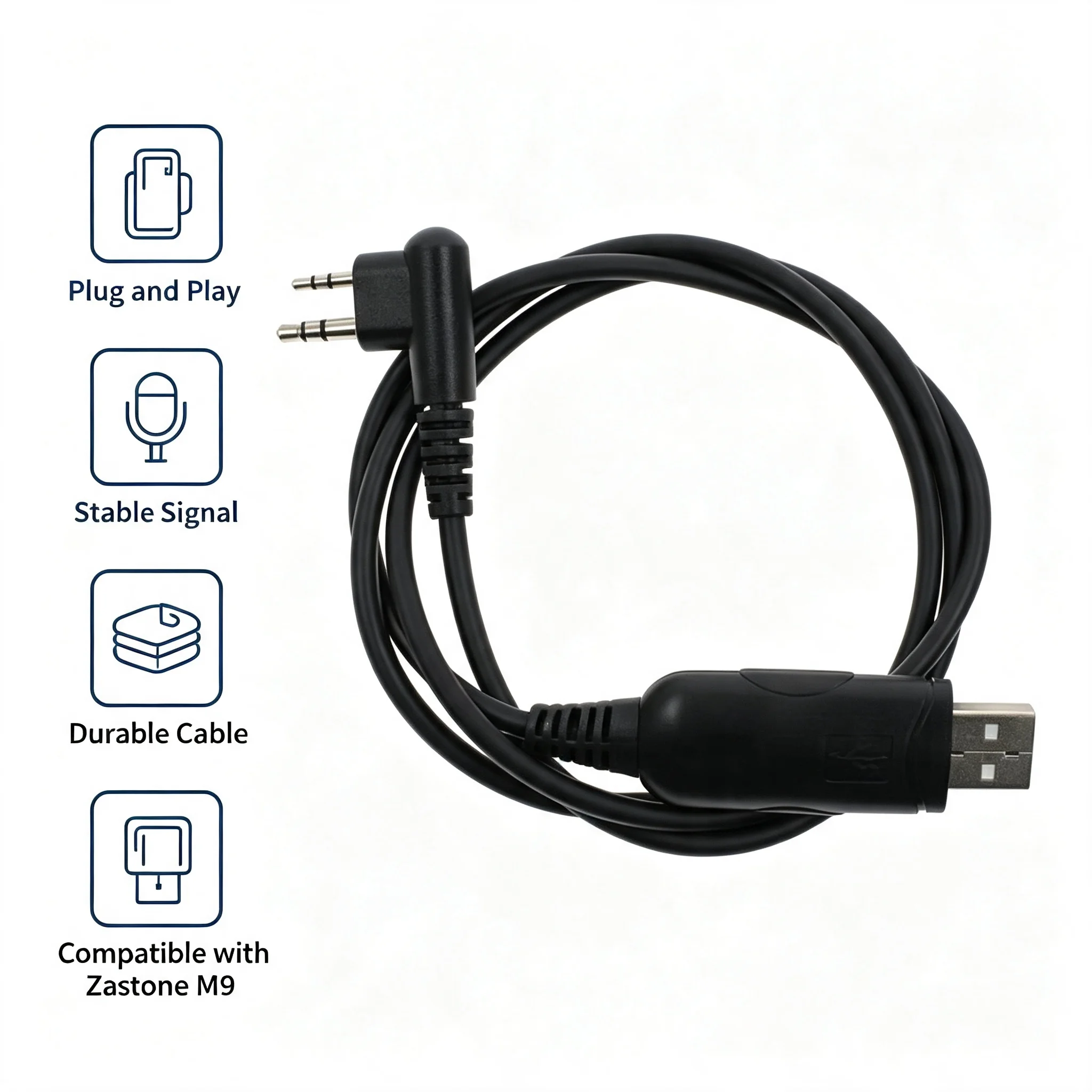 Zastone M9: cable USB de programación con conector de 2 pines tipo M - imagen 3