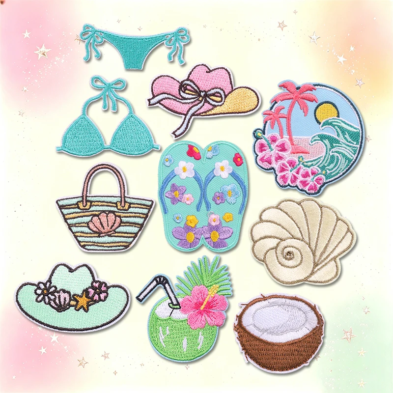 Parches termoadhesivos bordados botellita lavanda Summer Waves Beach - imagen 3