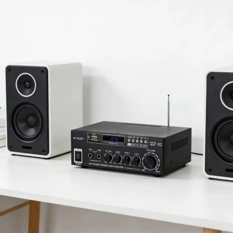 Amplificador de sonido con karaoke y radio FM, antenas integradas